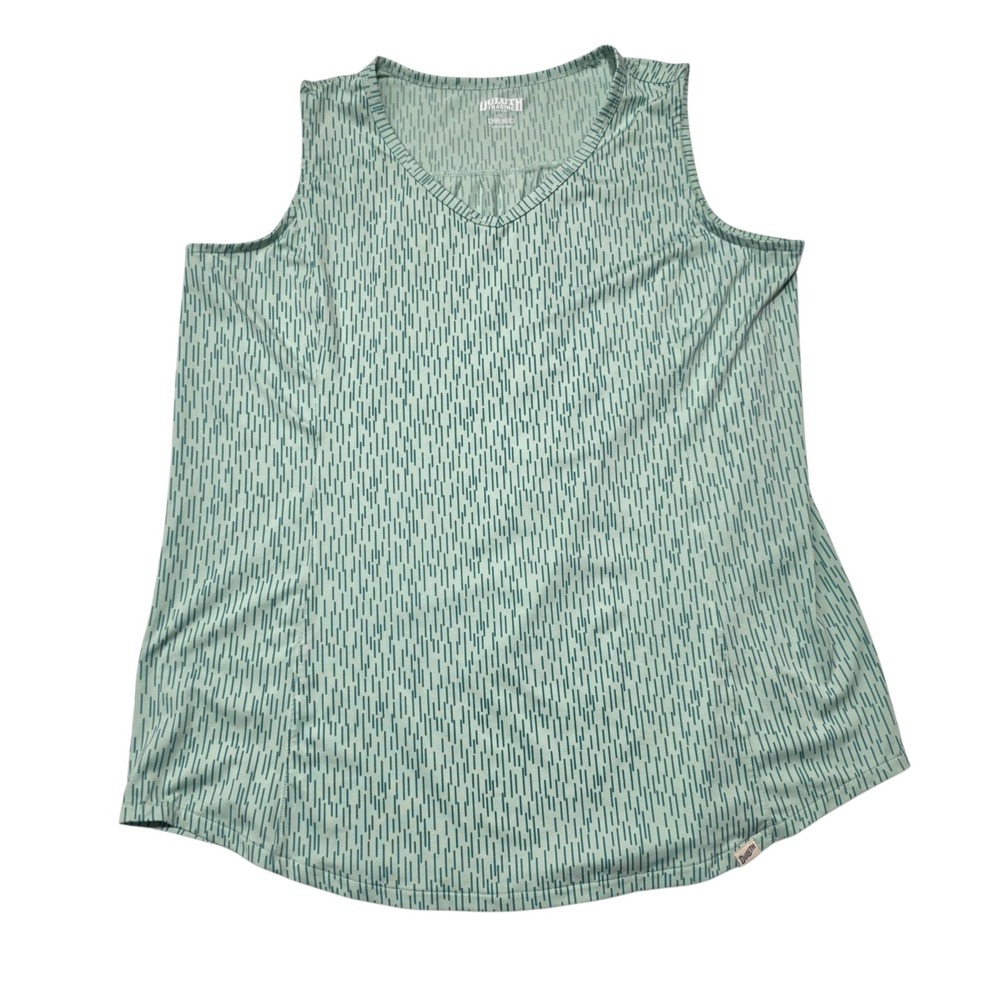 Duluth Trading Co Tank Top Womens L Green Armachillo Cooling V-Neck Printed - Picture 2 of 8